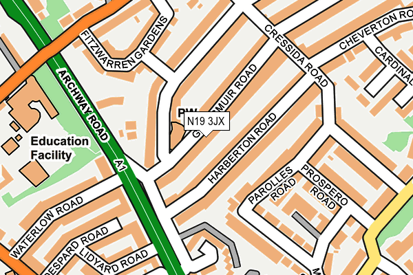 N19 3JX map - OS OpenMap – Local (Ordnance Survey) N19 3JX map - OS OpenMap – Local (Ordnance Survey)