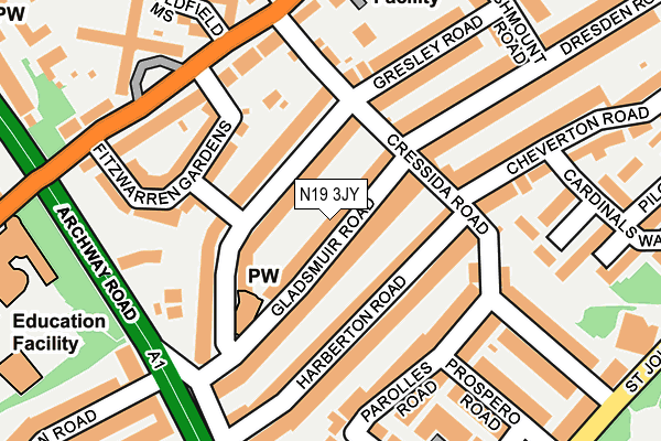 N19 3JY map - OS OpenMap – Local (Ordnance Survey) N19 3JY map - OS OpenMap – Local (Ordnance Survey)