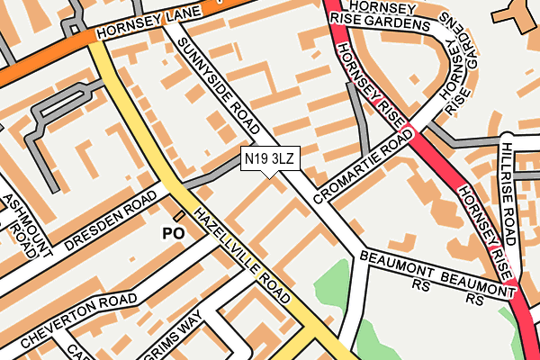 N19 3LZ map - OS OpenMap – Local (Ordnance Survey) N19 3LZ map - OS OpenMap – Local (Ordnance Survey)
