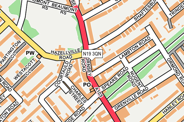 N19 3QN map - OS OpenMap – Local (Ordnance Survey) N19 3QN map - OS OpenMap – Local (Ordnance Survey)