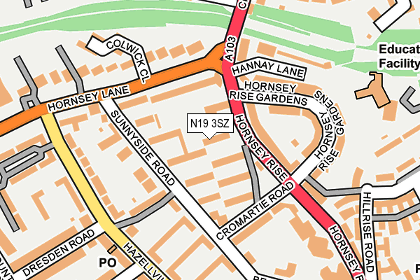 N19 3SZ map - OS OpenMap – Local (Ordnance Survey) N19 3SZ map - OS OpenMap – Local (Ordnance Survey)