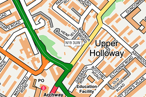 N19 3UW map - OS OpenMap – Local (Ordnance Survey) N19 3UW map - OS OpenMap – Local (Ordnance Survey)
