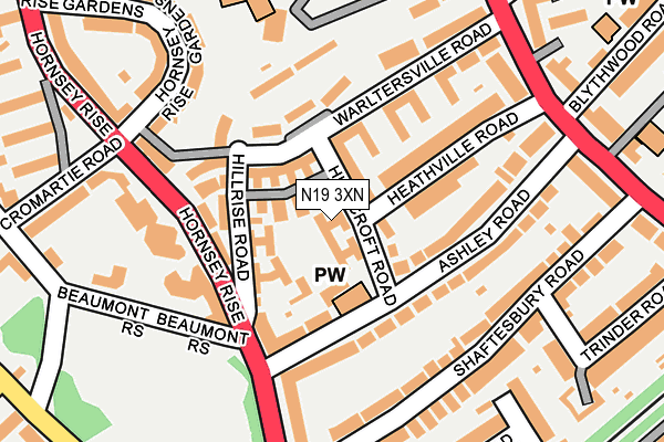N19 3XN map - OS OpenMap – Local (Ordnance Survey)