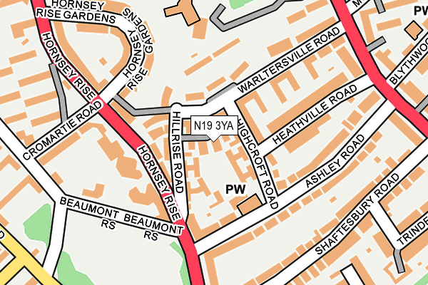 N19 3YA map - OS OpenMap – Local (Ordnance Survey) N19 3YA map - OS OpenMap – Local (Ordnance Survey)