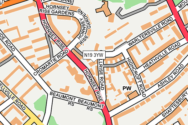 N19 3YW map - OS OpenMap – Local (Ordnance Survey) N19 3YW map - OS OpenMap – Local (Ordnance Survey)