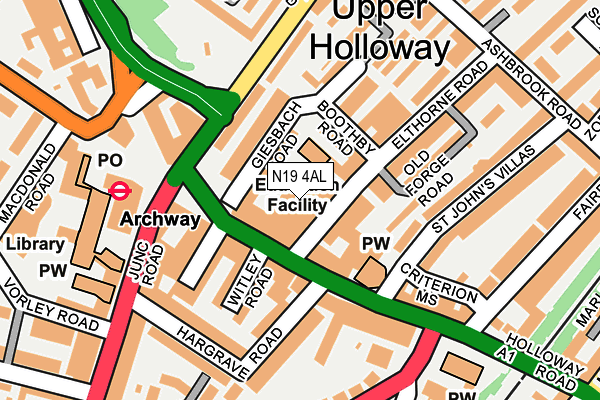 N19 4AL map - OS OpenMap – Local (Ordnance Survey) N19 4AL map - OS OpenMap – Local (Ordnance Survey)