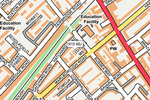 N19 4BJ map - OS OpenMap – Local (Ordnance Survey) N19 4BJ map - OS OpenMap – Local (Ordnance Survey)