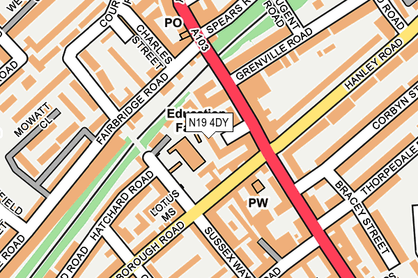 N19 4DY map - OS OpenMap – Local (Ordnance Survey) N19 4DY map - OS OpenMap – Local (Ordnance Survey)