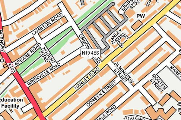 N19 4ES map - OS OpenMap – Local (Ordnance Survey) N19 4ES map - OS OpenMap – Local (Ordnance Survey)