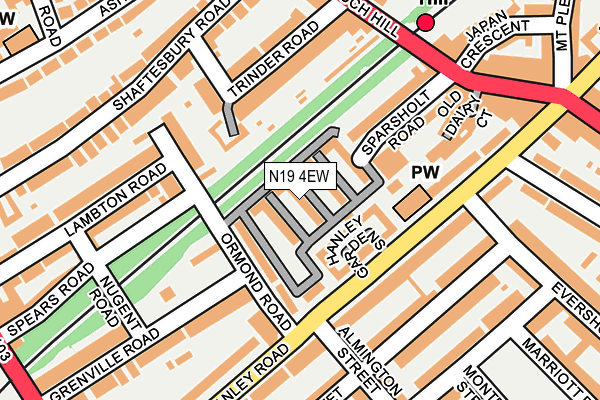 N19 4EW map - OS OpenMap – Local (Ordnance Survey) N19 4EW map - OS OpenMap – Local (Ordnance Survey)