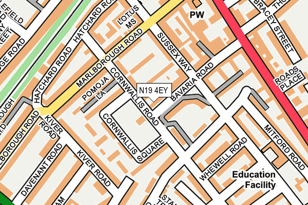 N19 4EY map - OS OpenMap – Local (Ordnance Survey) N19 4EY map - OS OpenMap – Local (Ordnance Survey)