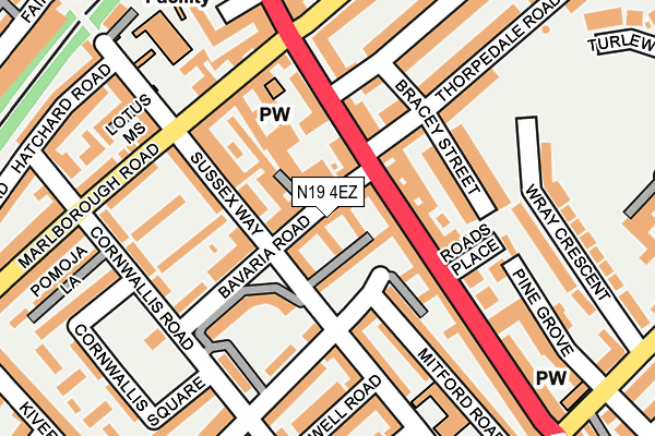 N19 4EZ map - OS OpenMap – Local (Ordnance Survey) N19 4EZ map - OS OpenMap – Local (Ordnance Survey)