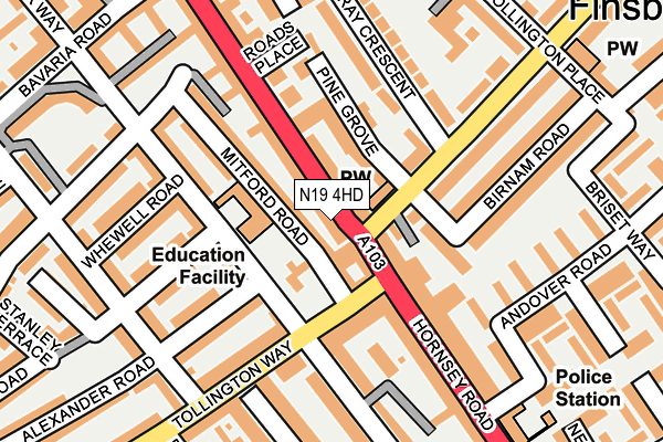 N19 4HD map - OS OpenMap – Local (Ordnance Survey) N19 4HD map - OS OpenMap – Local (Ordnance Survey)