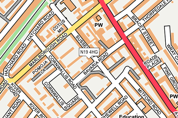 N19 4HG map - OS OpenMap – Local (Ordnance Survey) N19 4HG map - OS OpenMap – Local (Ordnance Survey)