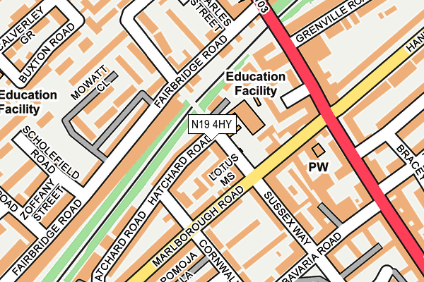 N19 4HY map - OS OpenMap – Local (Ordnance Survey)
