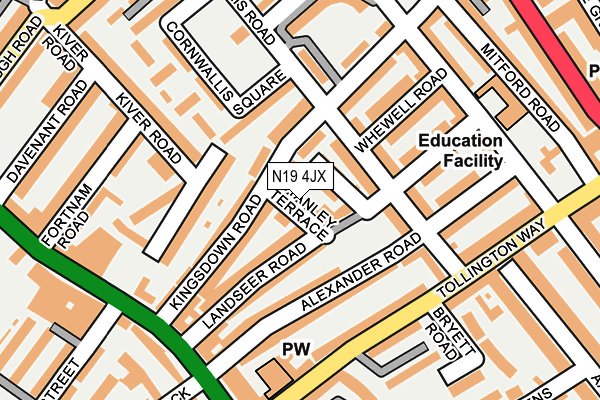 N19 4JX map - OS OpenMap – Local (Ordnance Survey)