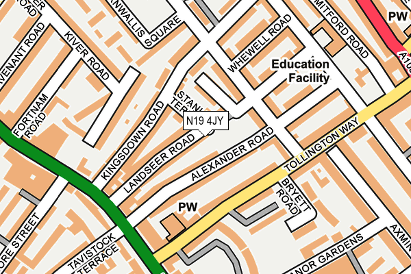 N19 4JY map - OS OpenMap – Local (Ordnance Survey)