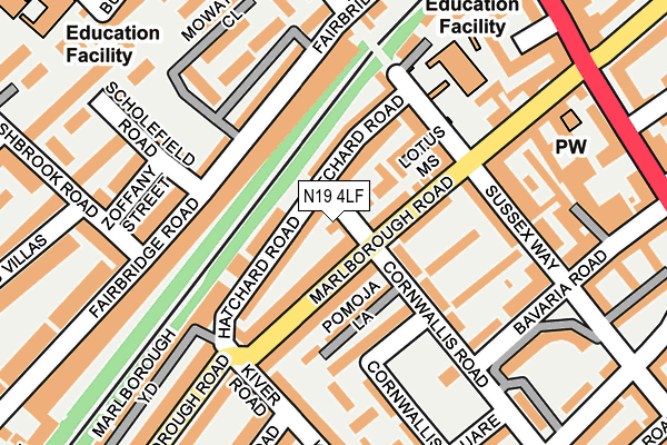 N19 4LF map - OS OpenMap – Local (Ordnance Survey) N19 4LF map - OS OpenMap – Local (Ordnance Survey)