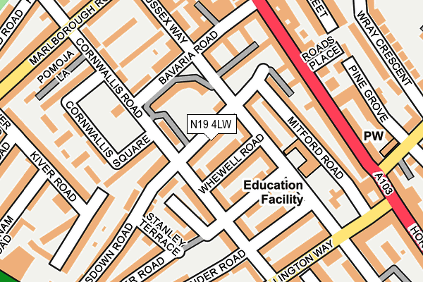 N19 4LW map - OS OpenMap – Local (Ordnance Survey) N19 4LW map - OS OpenMap – Local (Ordnance Survey)