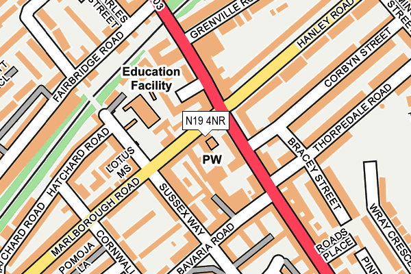 N19 4NR map - OS OpenMap – Local (Ordnance Survey) N19 4NR map - OS OpenMap – Local (Ordnance Survey)