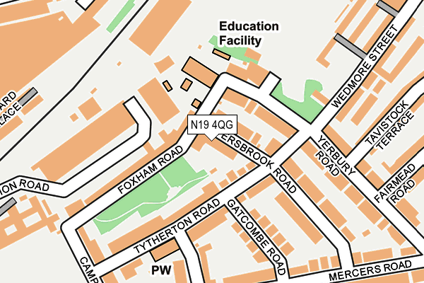 N19 4QG map - OS OpenMap – Local (Ordnance Survey)