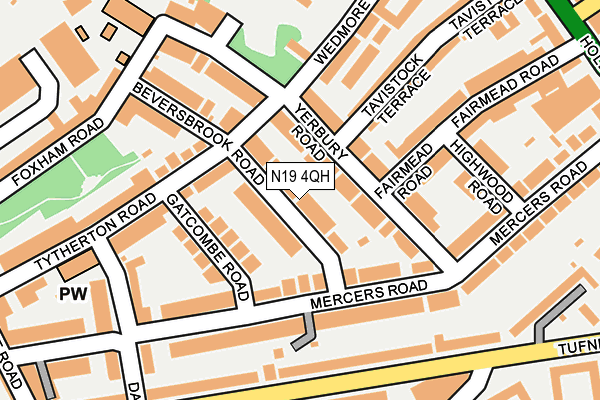 N19 4QH map - OS OpenMap – Local (Ordnance Survey) N19 4QH map - OS OpenMap – Local (Ordnance Survey)