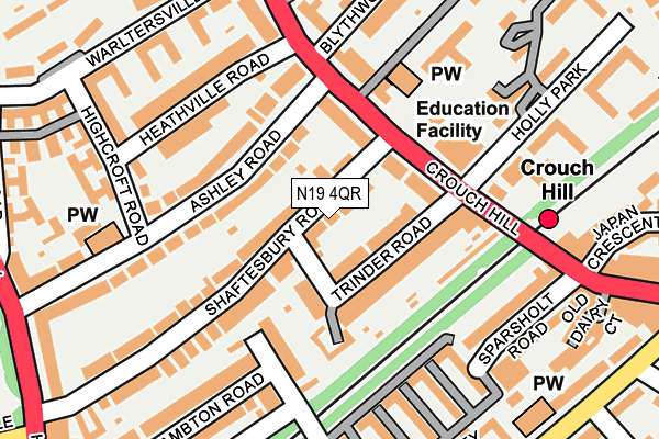 N19 4QR map - OS OpenMap – Local (Ordnance Survey) N19 4QR map - OS OpenMap – Local (Ordnance Survey)