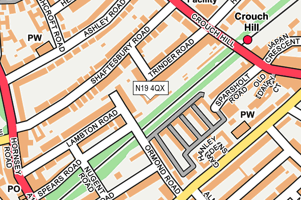 N19 4QX map - OS OpenMap – Local (Ordnance Survey) N19 4QX map - OS OpenMap – Local (Ordnance Survey)
