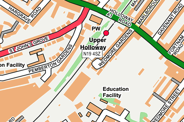 N19 4SZ map - OS OpenMap – Local (Ordnance Survey)