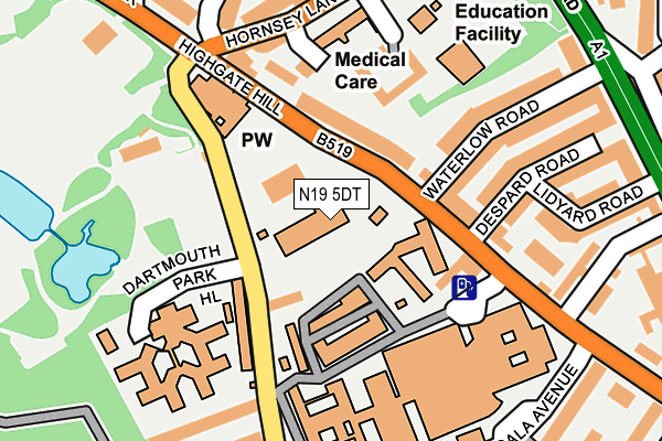 N19 5DT map - OS OpenMap – Local (Ordnance Survey) N19 5DT map - OS OpenMap – Local (Ordnance Survey)