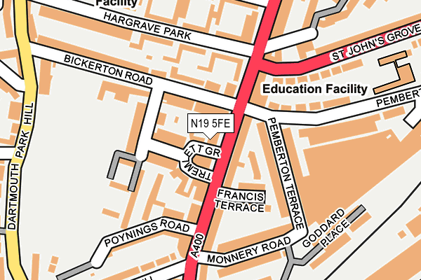 N19 5FE map - OS OpenMap – Local (Ordnance Survey) N19 5FE map - OS OpenMap – Local (Ordnance Survey)