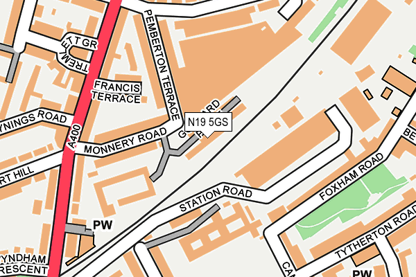 N19 5GS map - OS OpenMap – Local (Ordnance Survey)