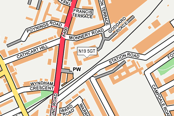 N19 5GT map - OS OpenMap – Local (Ordnance Survey) N19 5GT map - OS OpenMap – Local (Ordnance Survey)