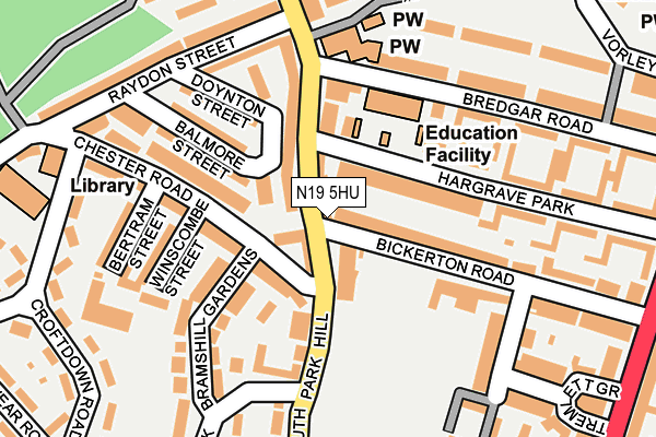 N19 5HU map - OS OpenMap – Local (Ordnance Survey) N19 5HU map - OS OpenMap – Local (Ordnance Survey)
