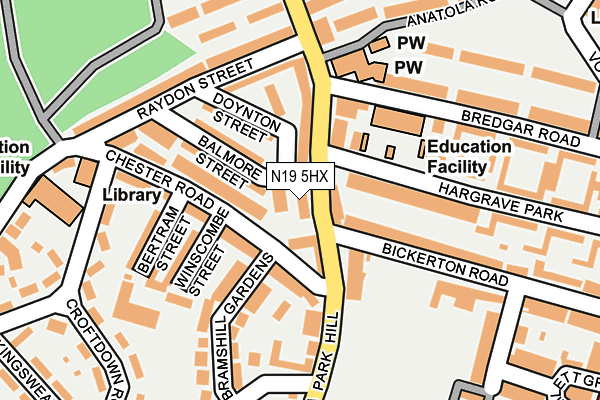N19 5HX map - OS OpenMap – Local (Ordnance Survey) N19 5HX map - OS OpenMap – Local (Ordnance Survey)