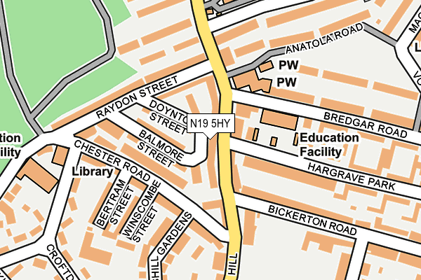 N19 5HY map - OS OpenMap – Local (Ordnance Survey) N19 5HY map - OS OpenMap – Local (Ordnance Survey)