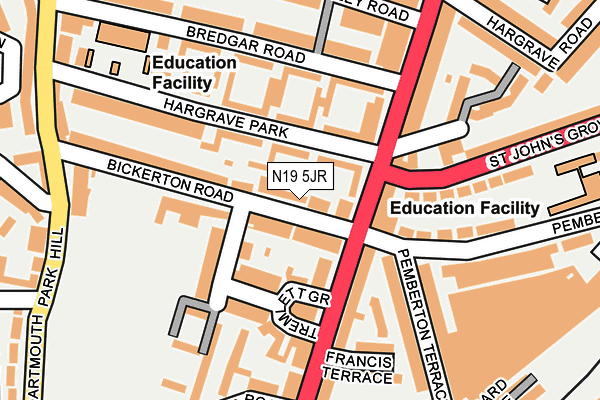 N19 5JR map - OS OpenMap – Local (Ordnance Survey) N19 5JR map - OS OpenMap – Local (Ordnance Survey)