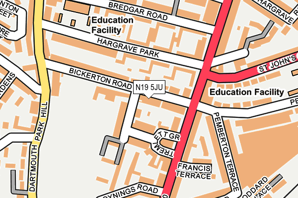 N19 5JU map - OS OpenMap – Local (Ordnance Survey) N19 5JU map - OS OpenMap – Local (Ordnance Survey)