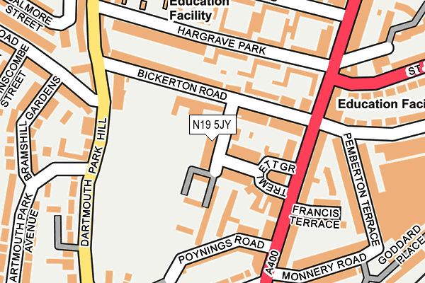 N19 5JY map - OS OpenMap – Local (Ordnance Survey) N19 5JY map - OS OpenMap – Local (Ordnance Survey)