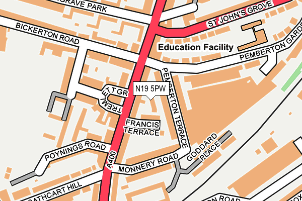 N19 5PW map - OS OpenMap – Local (Ordnance Survey) N19 5PW map - OS OpenMap – Local (Ordnance Survey)