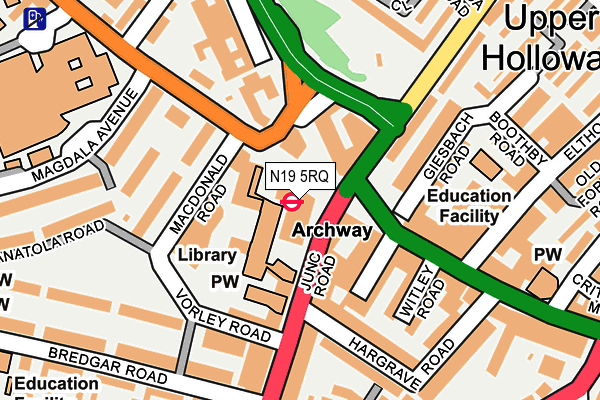 N19 5RQ map - OS OpenMap – Local (Ordnance Survey)