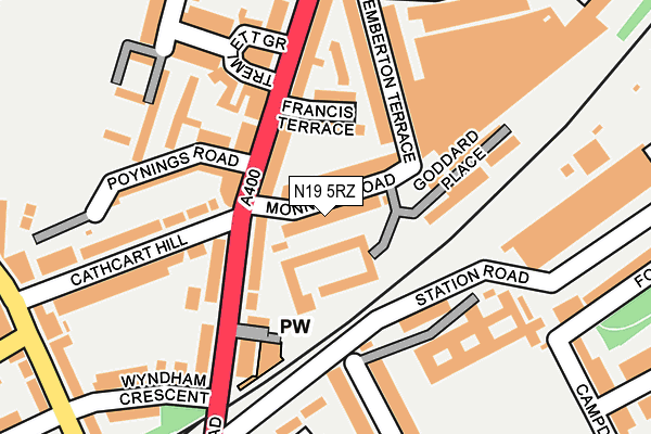 N19 5RZ map - OS OpenMap – Local (Ordnance Survey) N19 5RZ map - OS OpenMap – Local (Ordnance Survey)