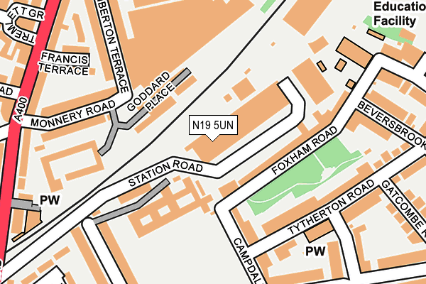 N19 5UN map - OS OpenMap – Local (Ordnance Survey) N19 5UN map - OS OpenMap – Local (Ordnance Survey)