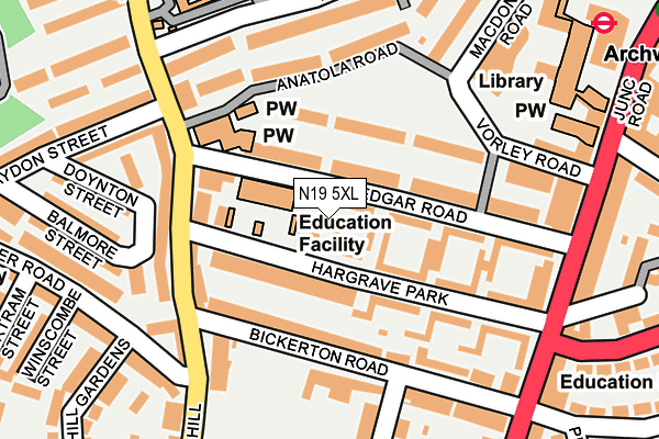 N19 5XL map - OS OpenMap – Local (Ordnance Survey) N19 5XL map - OS OpenMap – Local (Ordnance Survey)
