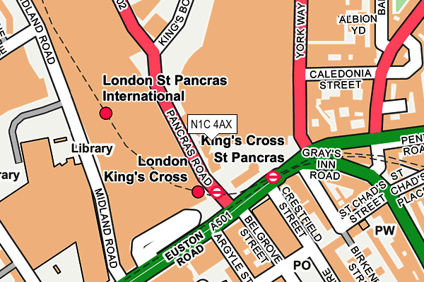 N1C 4AX map - OS OpenMap – Local (Ordnance Survey) N1C 4AX map - OS OpenMap – Local (Ordnance Survey)
