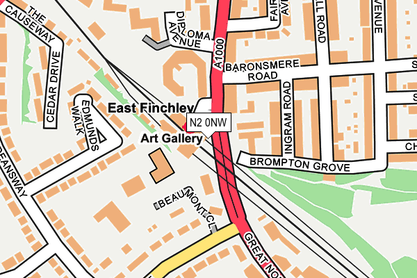 N2 0NW map - OS OpenMap – Local (Ordnance Survey) N2 0NW map - OS OpenMap – Local (Ordnance Survey)