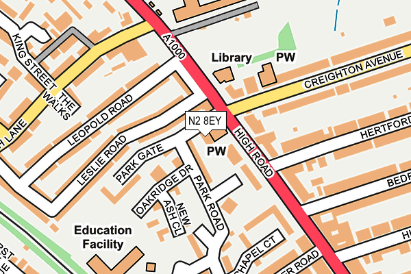 N2 8EY map - OS OpenMap – Local (Ordnance Survey) N2 8EY map - OS OpenMap – Local (Ordnance Survey)