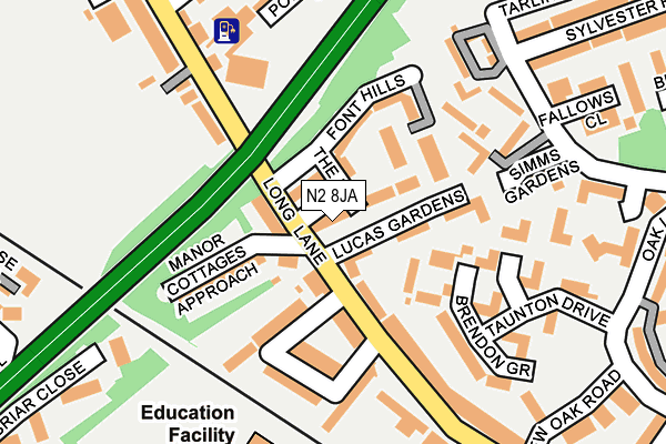 N2 8JA map - OS OpenMap – Local (Ordnance Survey) N2 8JA map - OS OpenMap – Local (Ordnance Survey)
