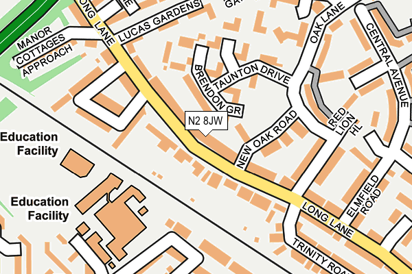 N2 8JW map - OS OpenMap – Local (Ordnance Survey) N2 8JW map - OS OpenMap – Local (Ordnance Survey)