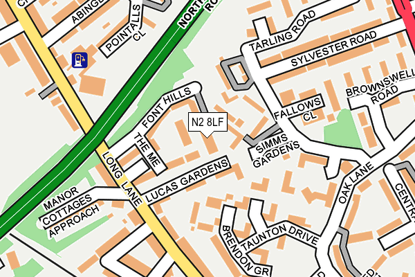 N2 8LF map - OS OpenMap – Local (Ordnance Survey) N2 8LF map - OS OpenMap – Local (Ordnance Survey)